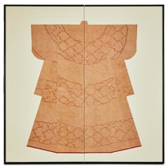 Used Japanese Two Panel Screen: Kimono