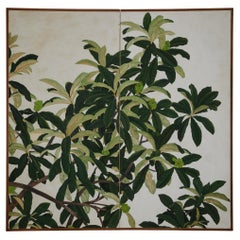 Japanese Two Panel Screen: Kumquat Tree