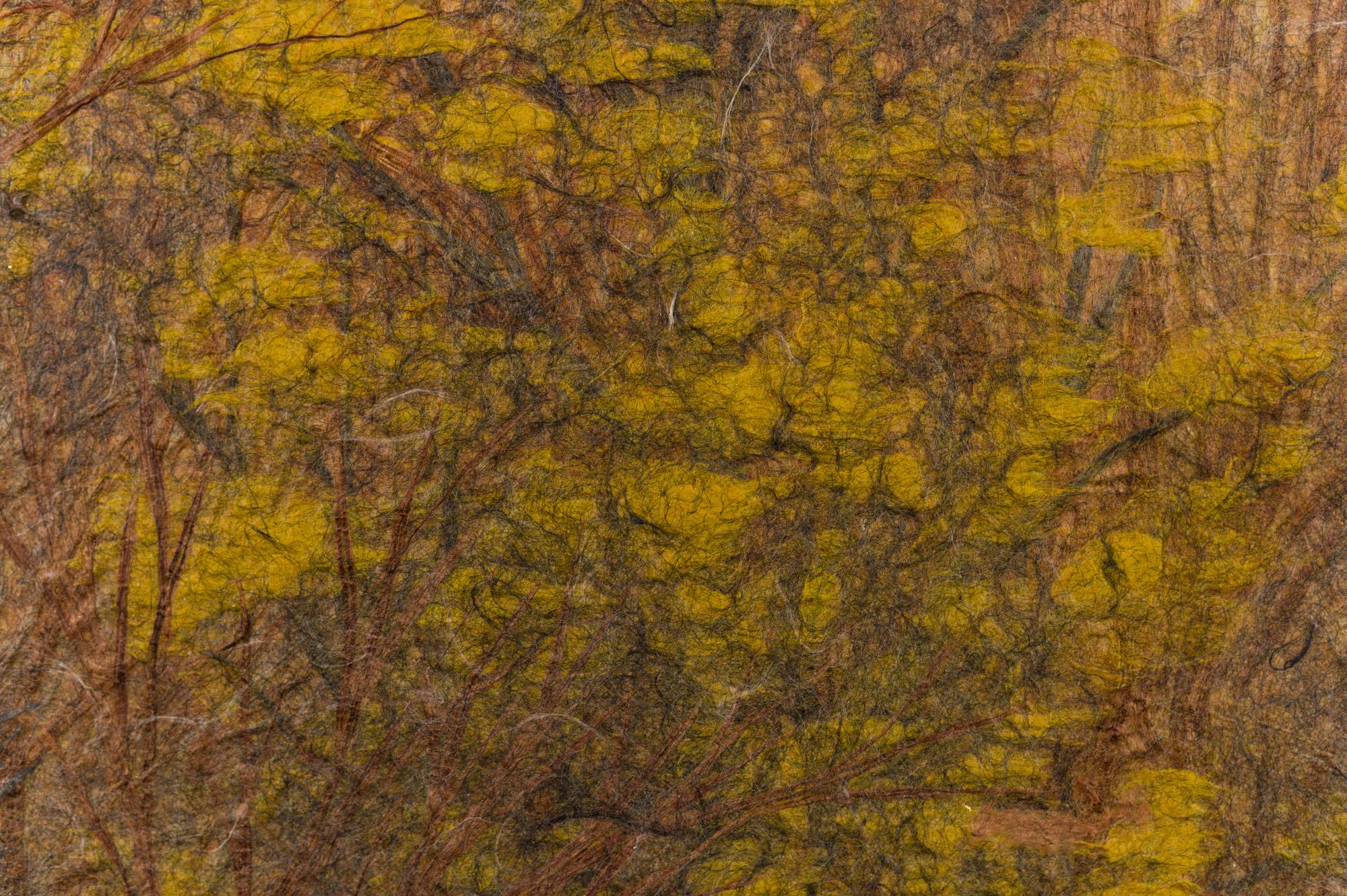 Biombo japonés de dos paneles Bosque otoñal tardío, raro biombo de arte en papel Obara en venta 12