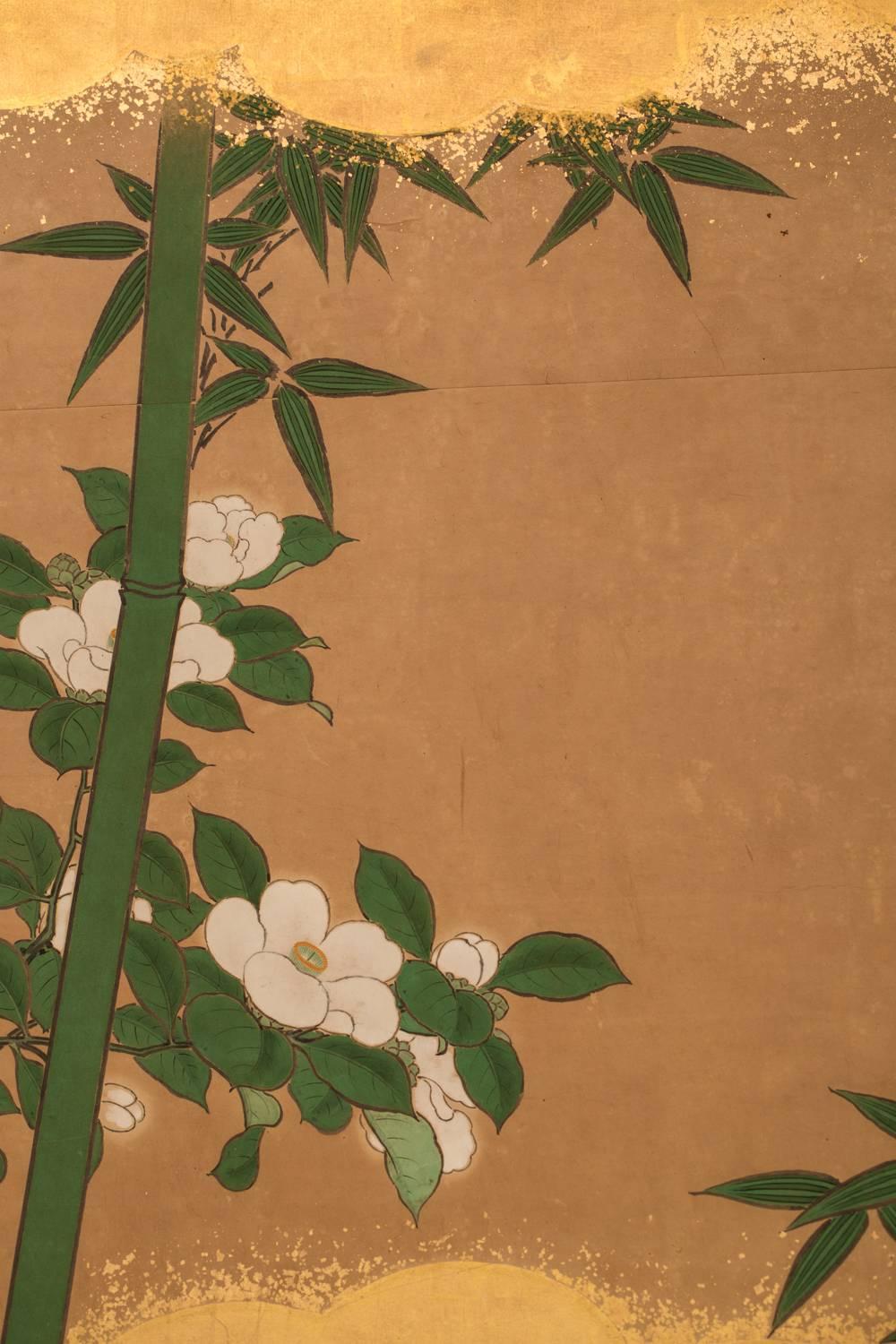 19th Century Japanese Two-Panel Screen 