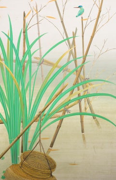 Japanese Two-Panel Screen Marsh Flowers
