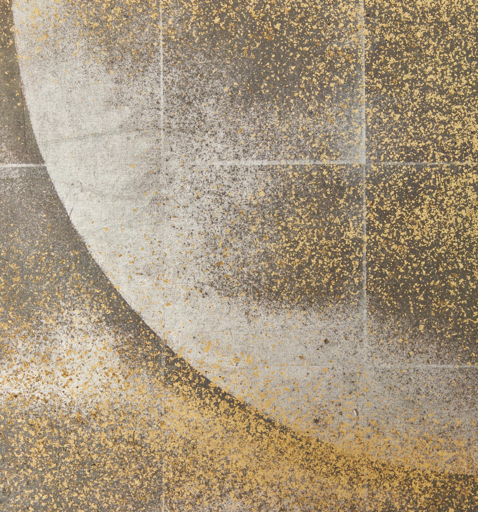 Japanese Two Panel Screen: Moon and Wild Grasses In Good Condition In Hudson, NY