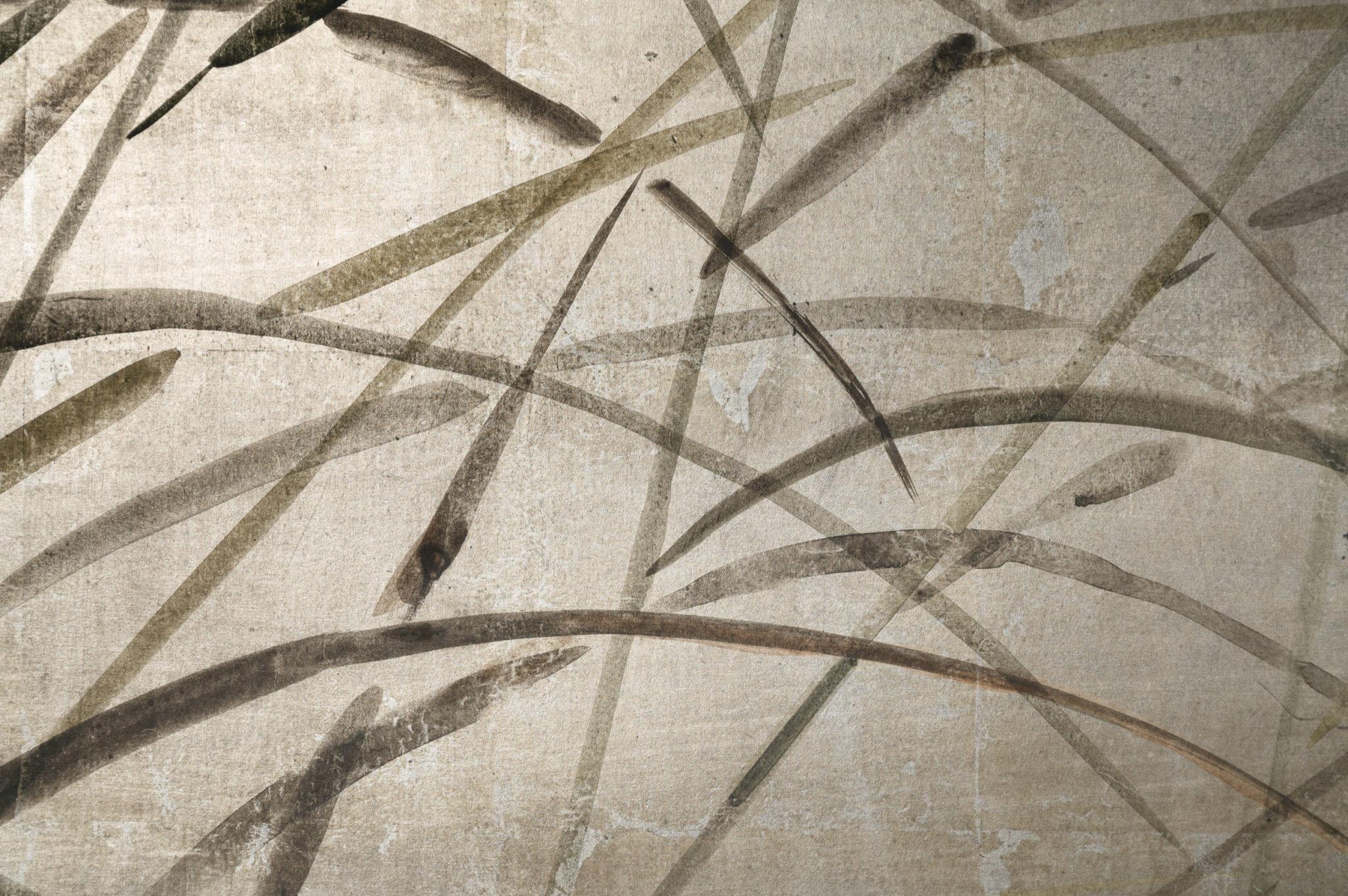 Japanese Two Panel Screen: Moon and Wild Grasses on Silver Leaf 3
