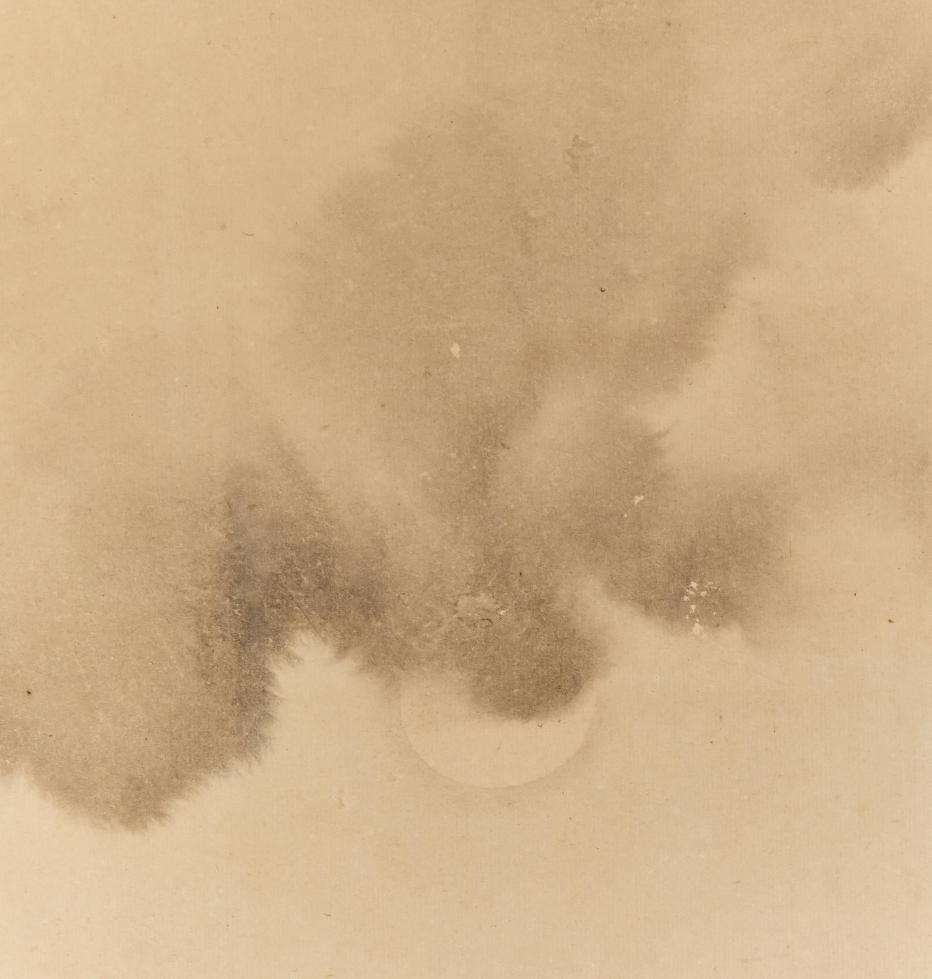 Japanischer Zwei-Panel-Bildschirm: Mondbeschienene Waldlandschaft mit Hirschen im Angebot 1