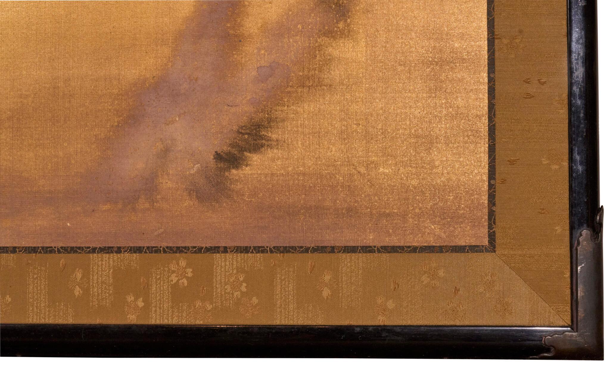 Japanese Two Panel Screen: Peonies on Gold en vente 2