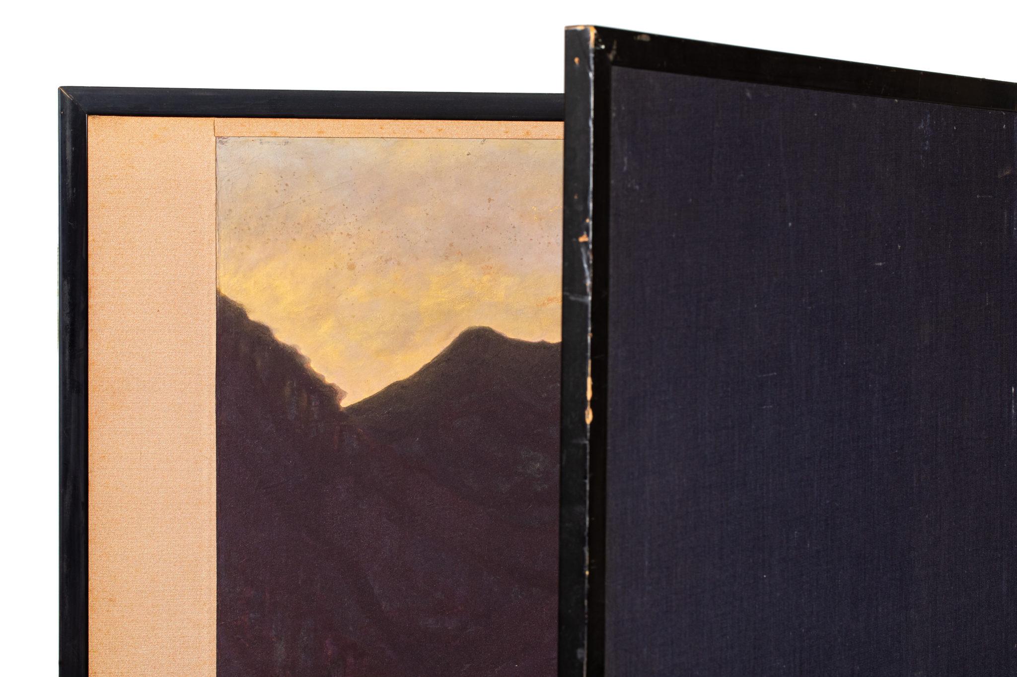Japanese Two Panel Screen: Pine and Mountain Landscape By Muta Akira For Sale 4