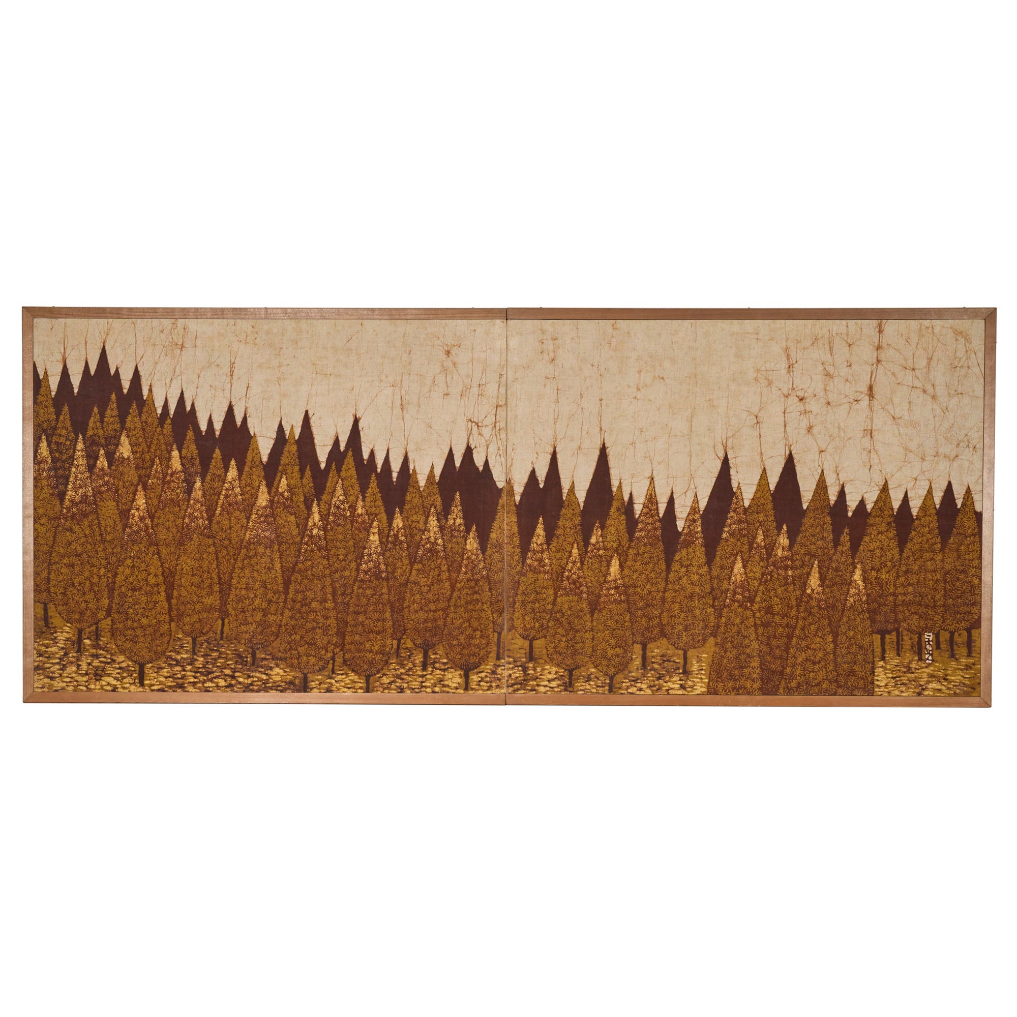 Paravent japonais à deux panneaux : Pinède