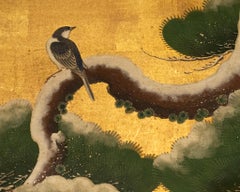 Japanese Two Panel Screen: Pine in Snow