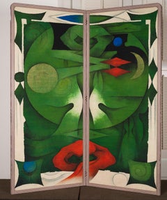 Japanese Two Panel Screen Psychedelic Forms