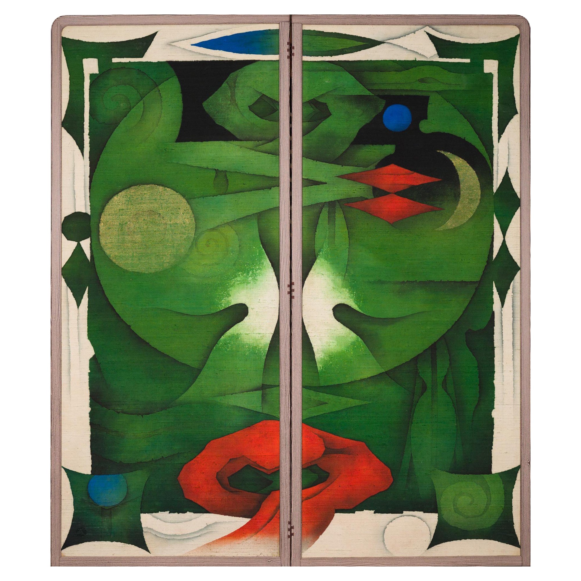 Japanese Two Panel Screen Psychedelic Forms