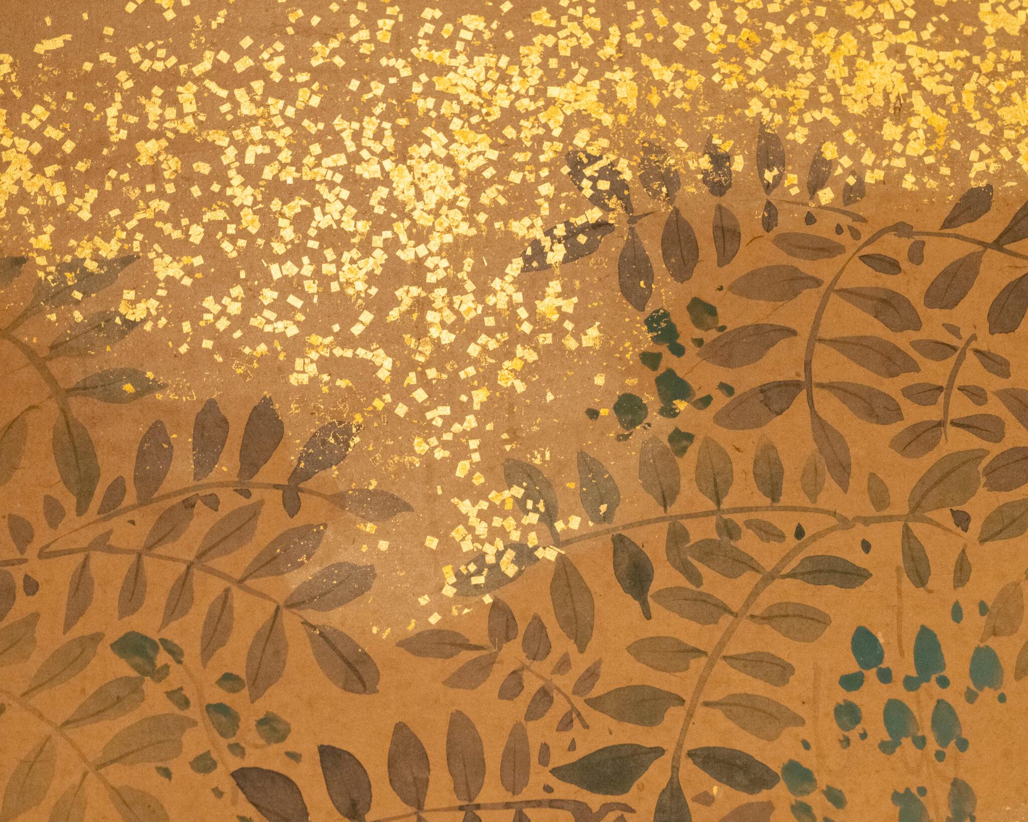 Japanese Two Panel Screen: Rimpa Flowers For Sale 2