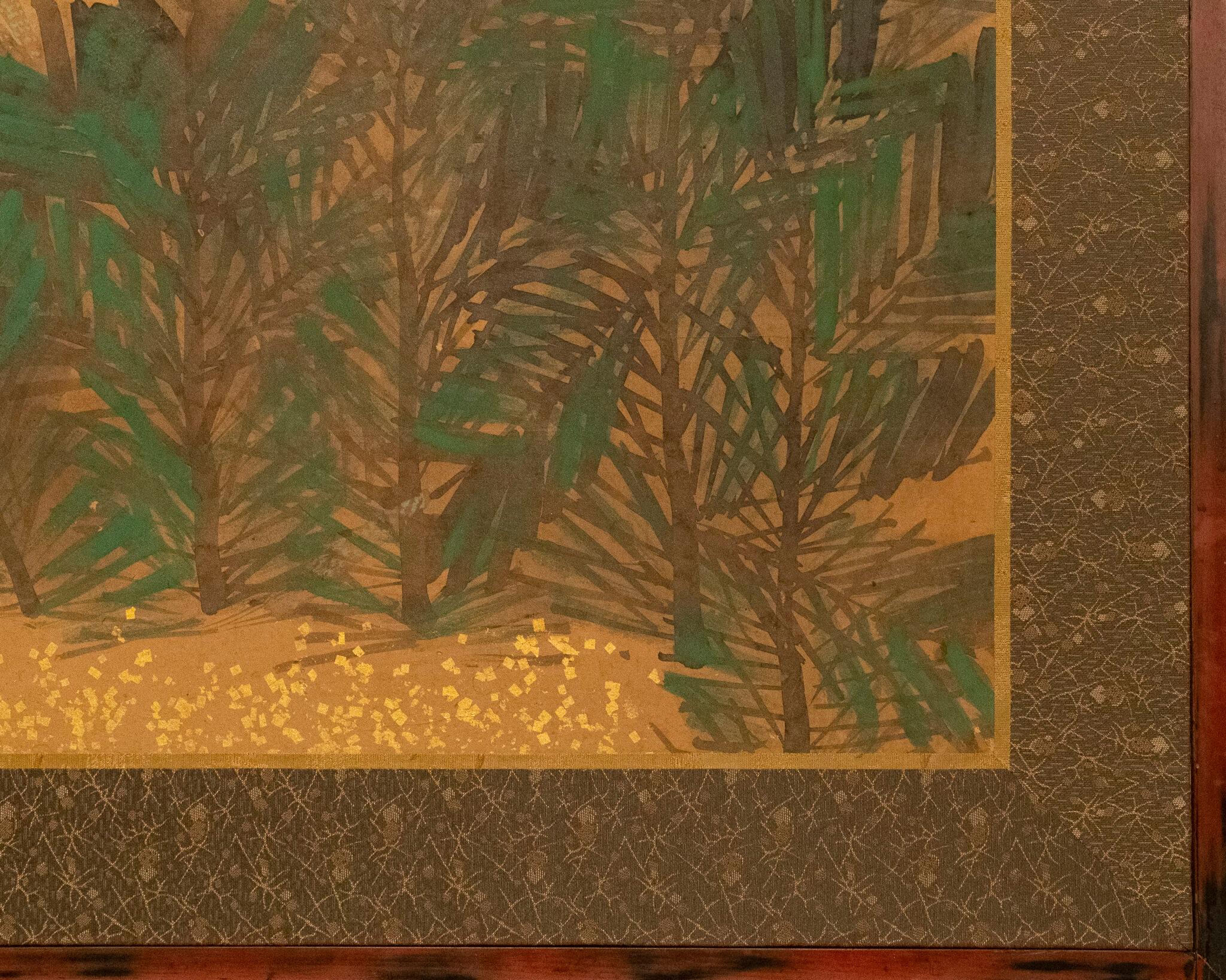 Japanese Two Panel Screen: Rimpa Flowers For Sale 3