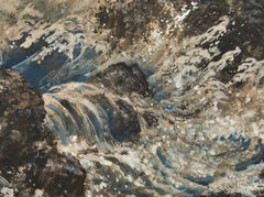 Japanese Two Panel Screen: Rocky Seascape