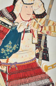 Japanese Two Panel Screen: Samurai Warrior