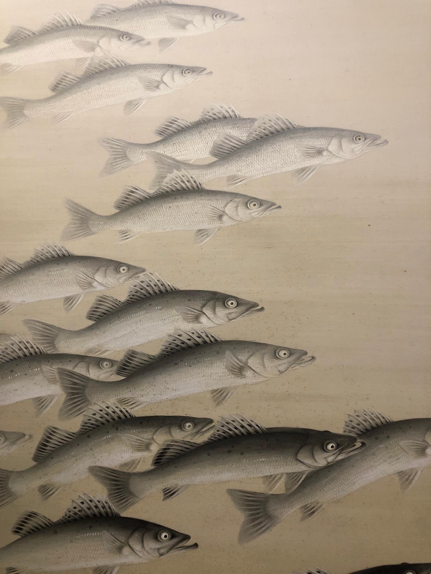 Japanese Two-Panel Screen School of River Fish 2