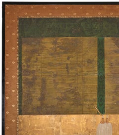 Japanese Two Panel Screen: Sudare on Gold Leaf