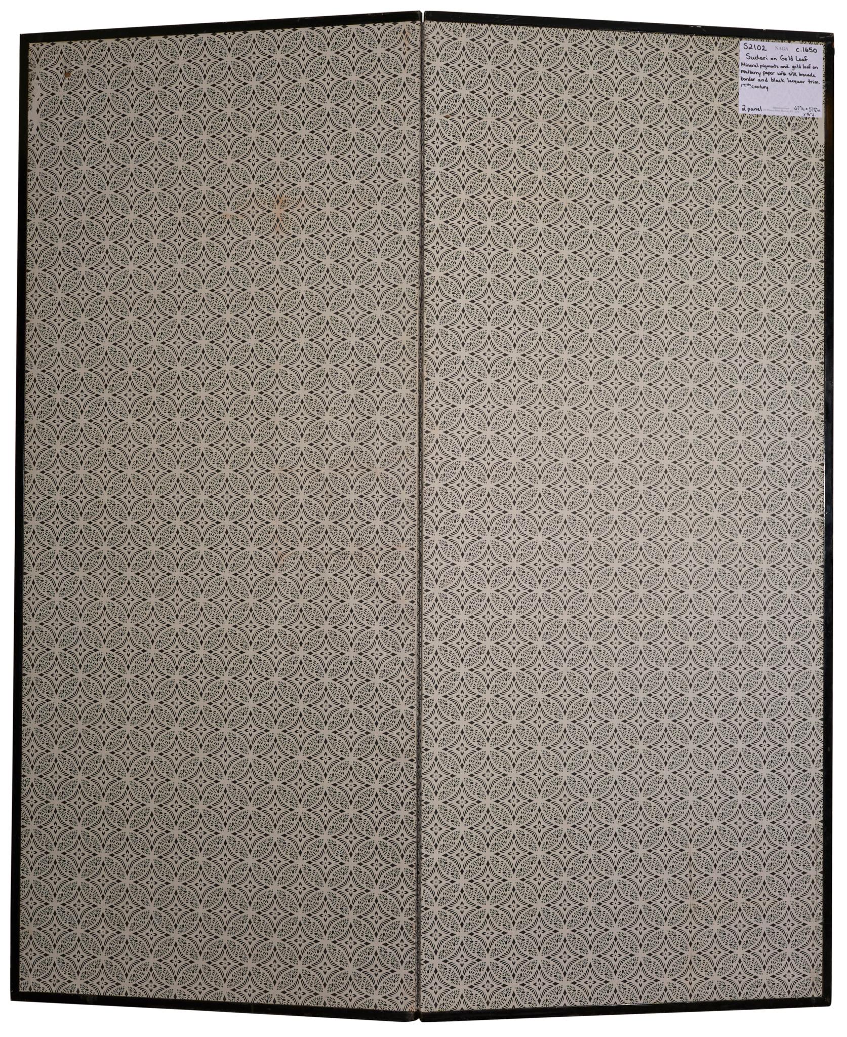 Japanischer Zwei-Panel-Bildschirm: Sudare auf Blattgold im Angebot 3