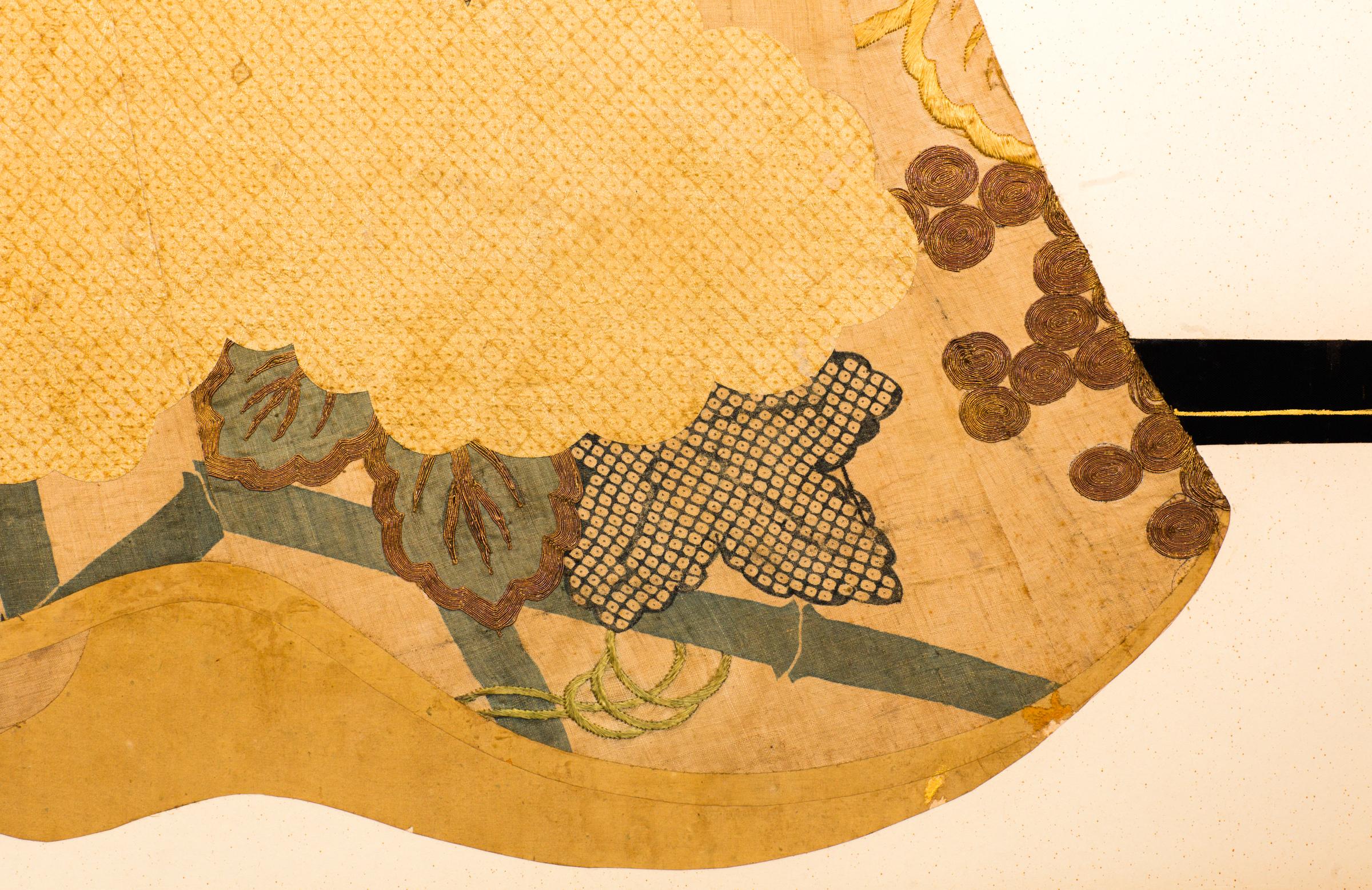 19th Century Japanese Two-Panel Screen Tagasode 'Whose Sleeves?'