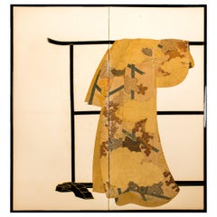 Antique Japanese Two-Panel Screen Tagasode 'Whose Sleeves?'