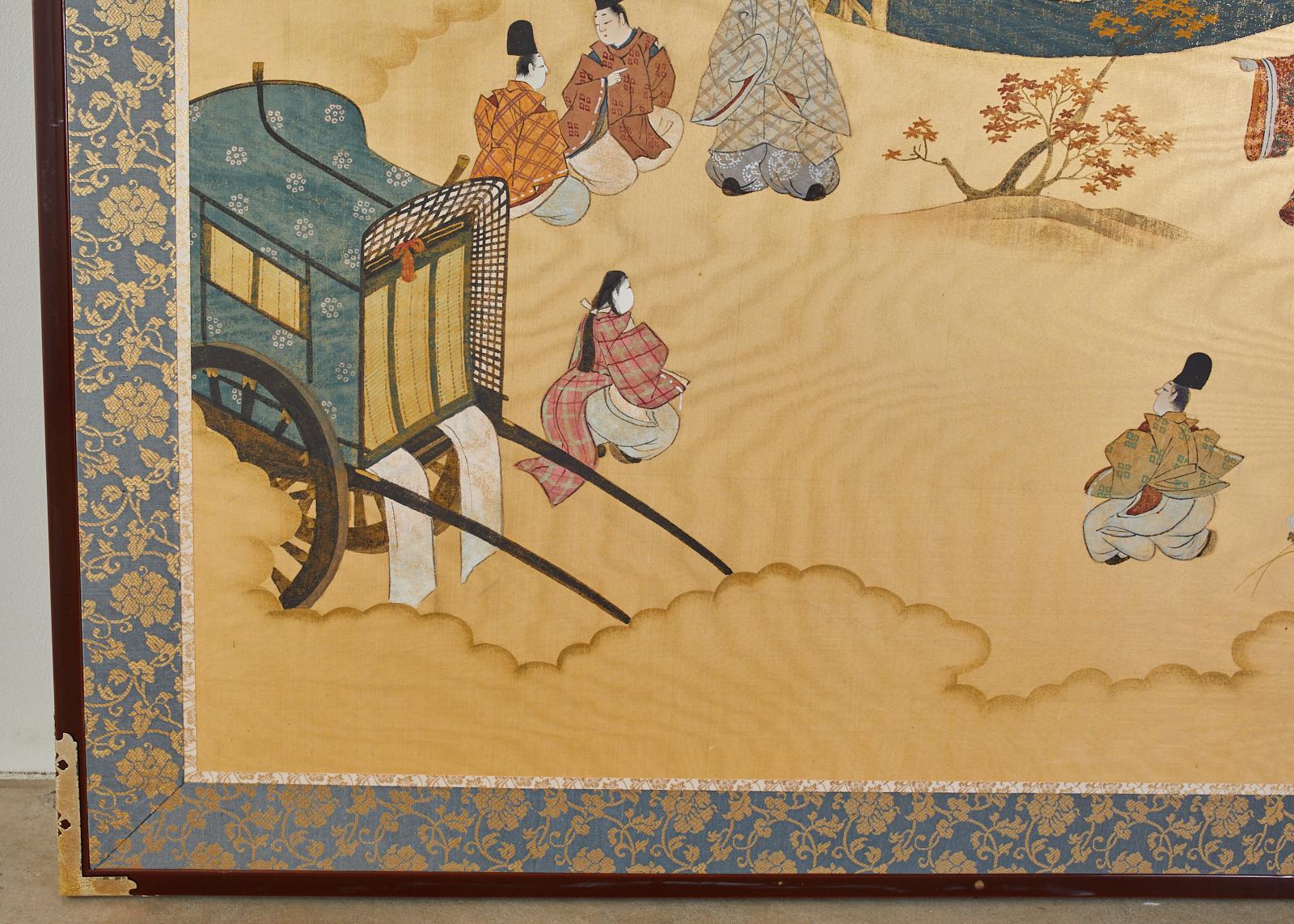 Japanese Two-Panel Screen Tale of Genji Signed 5
