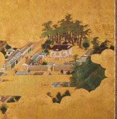 Japanese Two Panel Screen: View of Nagasaki City