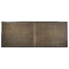 Japanese Two Panel Screen Wetlands Flora on Silver Leaf