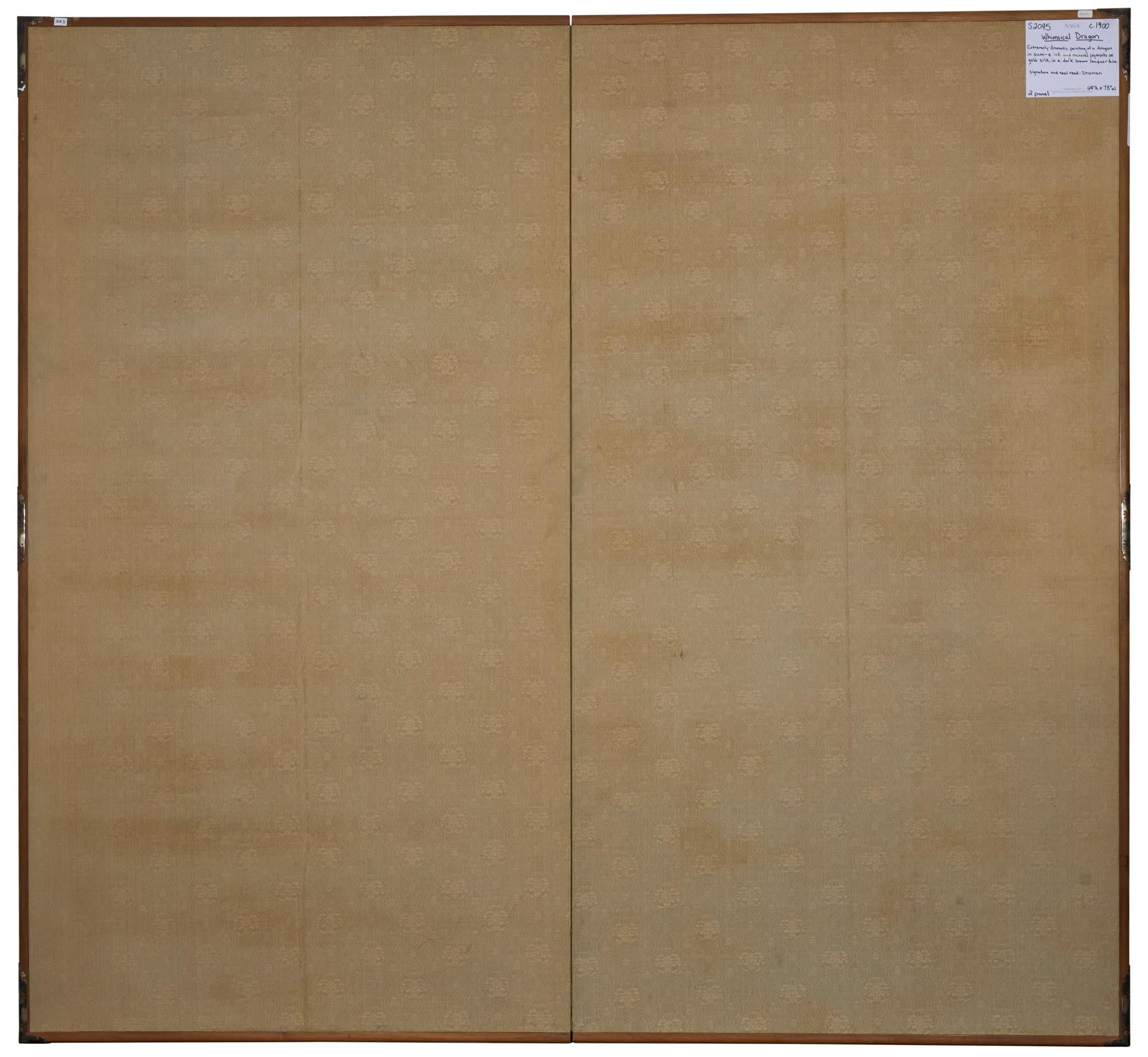 Japanischer Zwei-Panel-Bildschirm: Skurriler Drache im Angebot 3