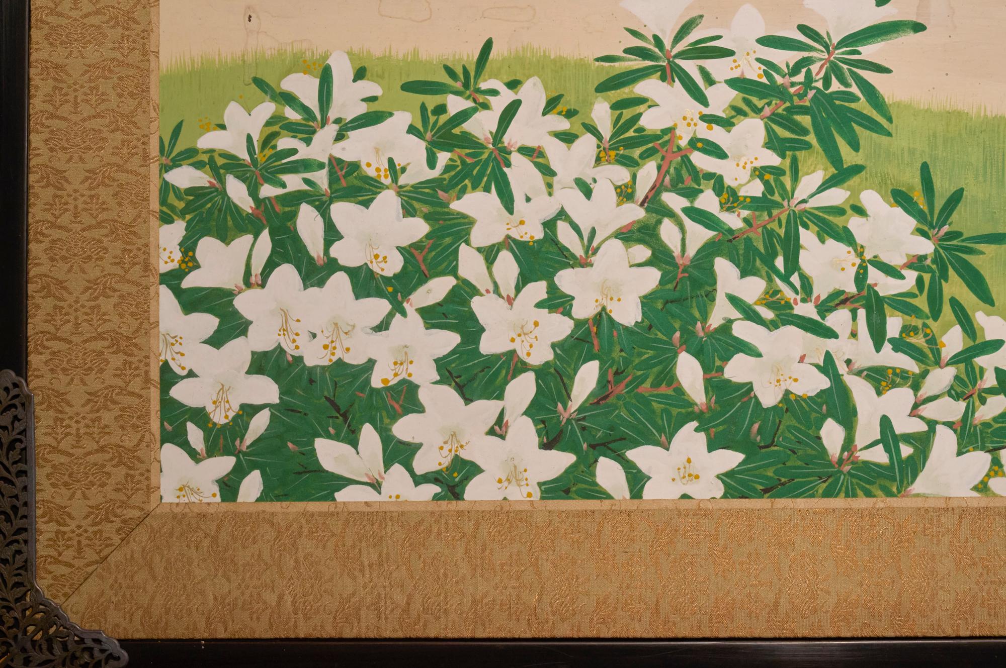 Japanese Two Panel Screen: White Shepard For Sale 5