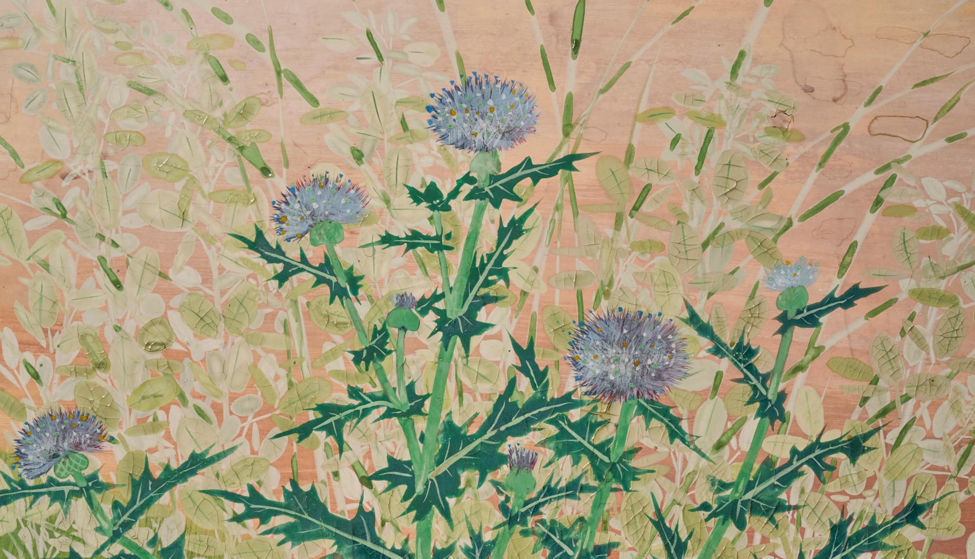 Japanese Two Panel Screen: White Shepard For Sale 3