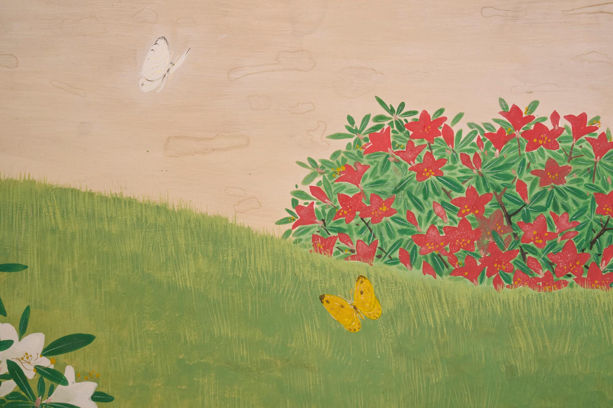 Japanese Two Panel Screen: White Shepard For Sale 4