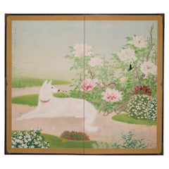 Japanese Two Panel Screen: White Shepard