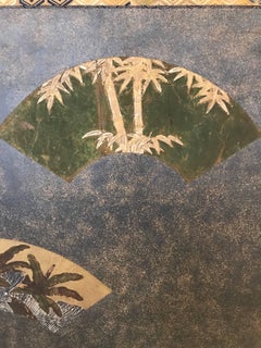Japanese Two-Panel Screen with Fans