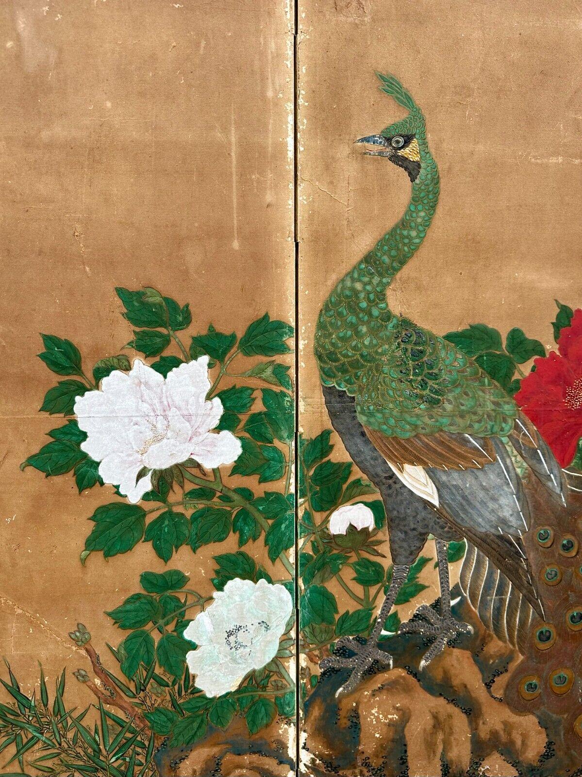 Japanese Two-Panel Screen with Peacocks and Blossoms 1