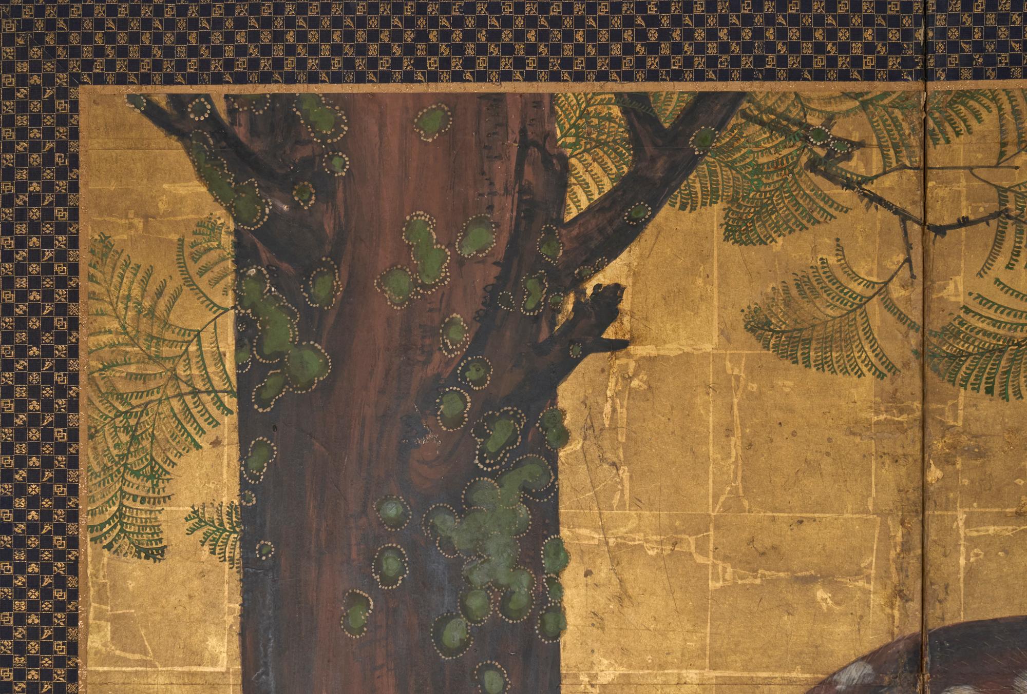 Japanischer Zwei-Panel-Bildschirm: Woodland Deer im Angebot 1