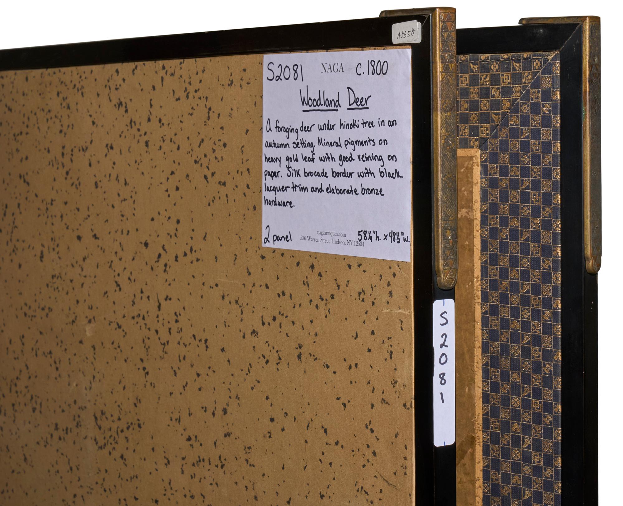 Japanischer Zwei-Panel-Bildschirm: Woodland Deer im Angebot 4