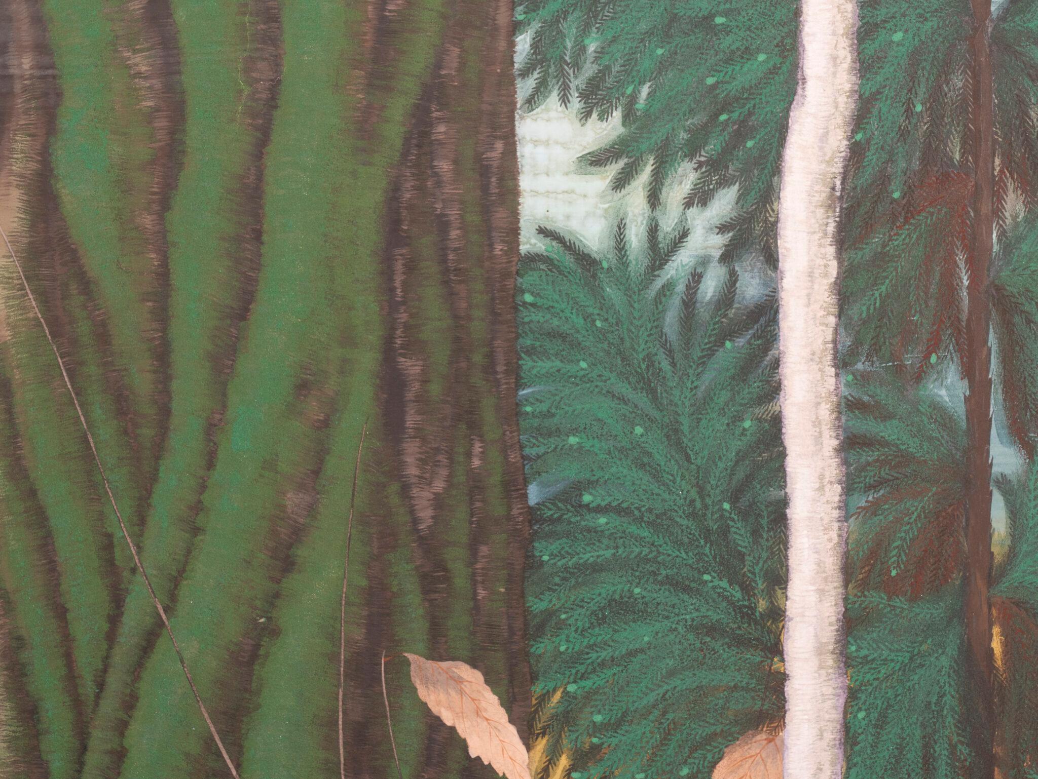 Paravento giapponese a due pannelli: Sogno del bosco in vendita 4