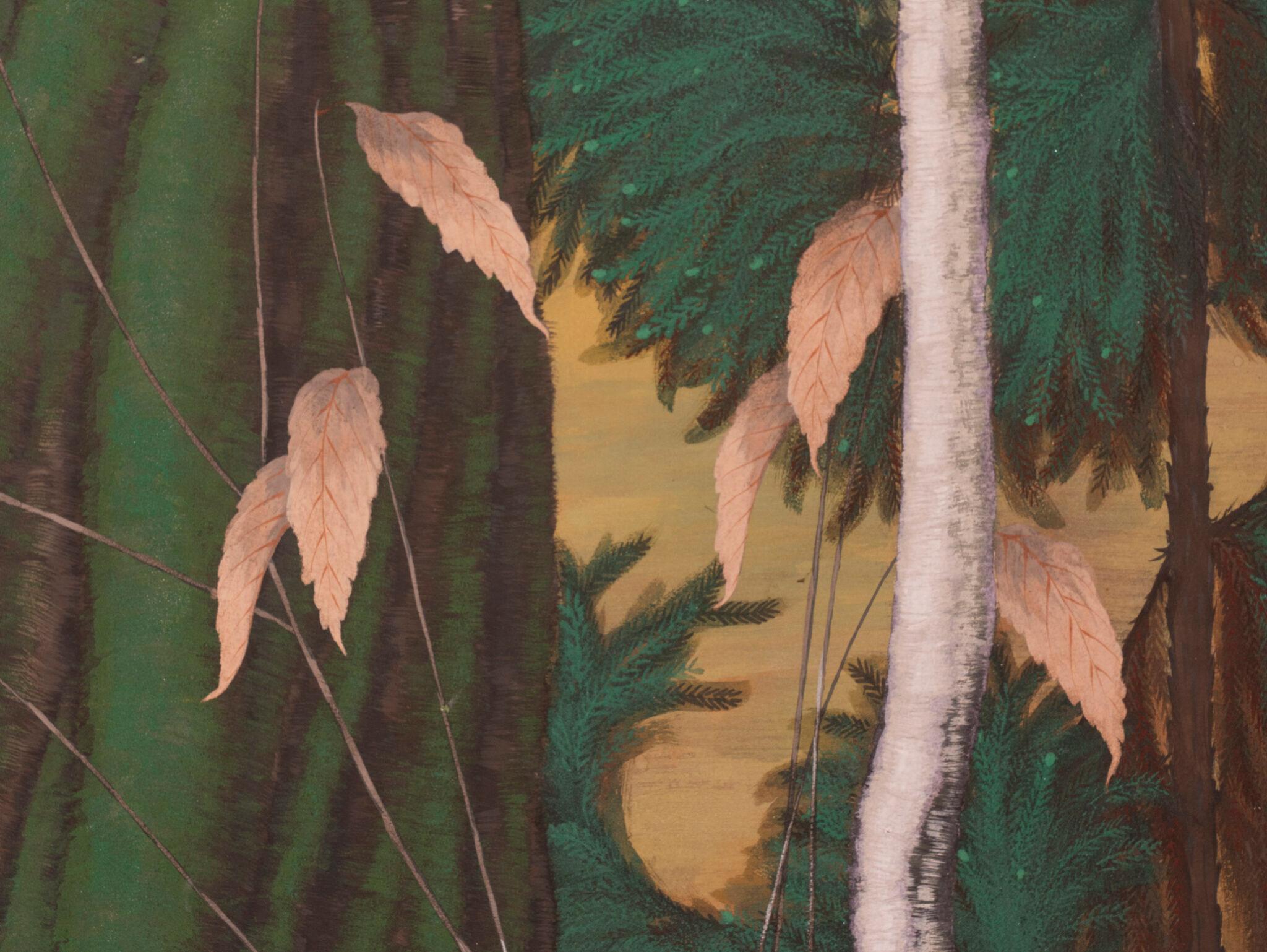 Bronzo Paravento giapponese a due pannelli: Sogno del bosco in vendita