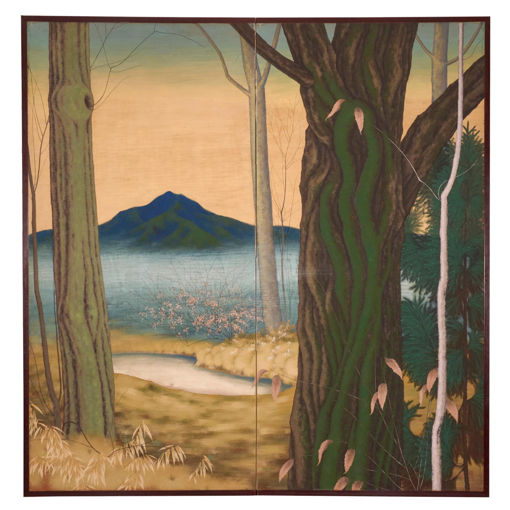 Paravento giapponese a due pannelli: Sogno del bosco
