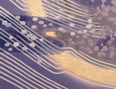 Japanese Two Panel Screen: Yozakura (Cherry Blossom Viewing at Night)