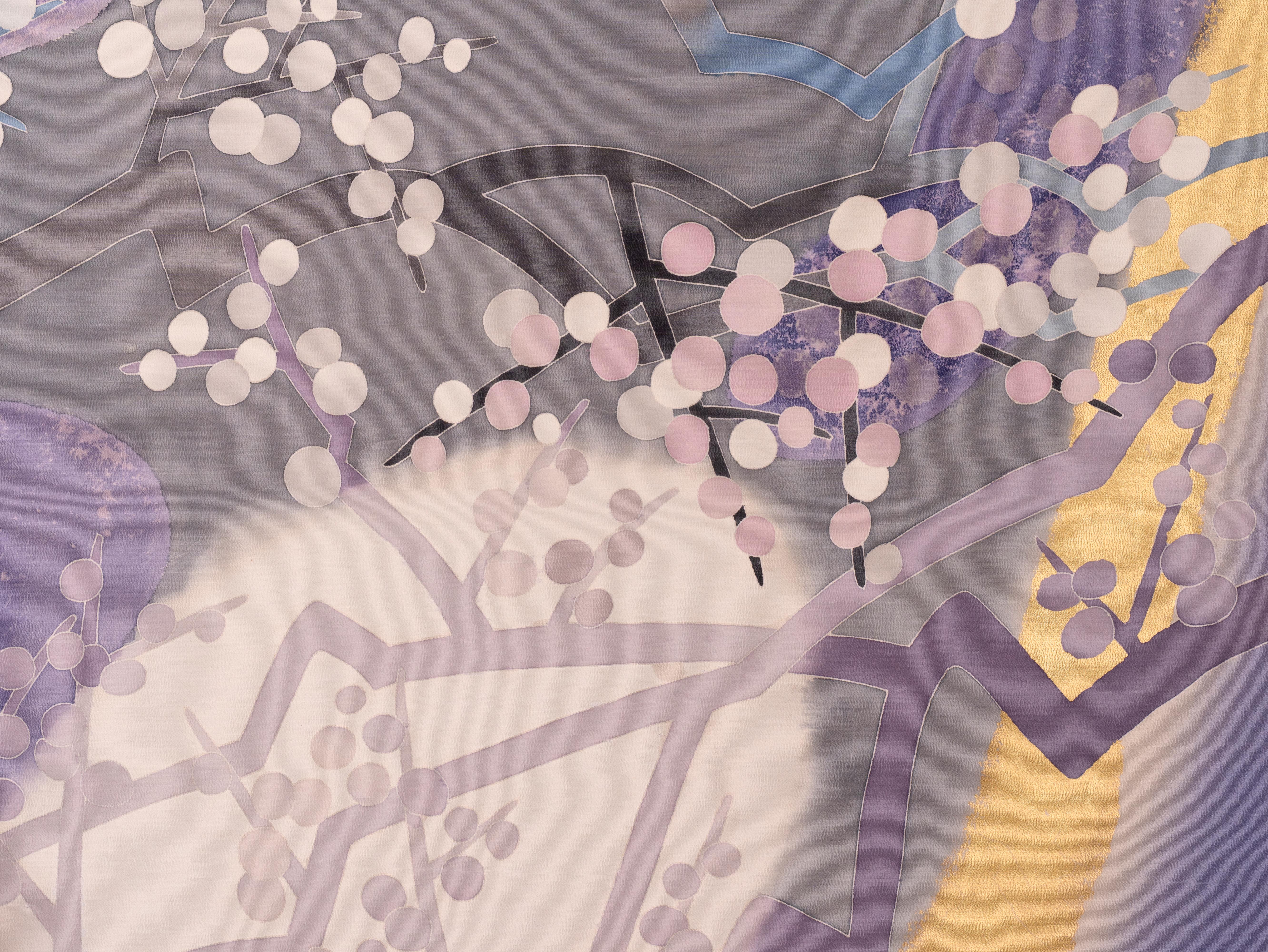 XX secolo Japanese Two Panel Screen: Yozakura (Cherry Blossom Viewing at Night) in vendita