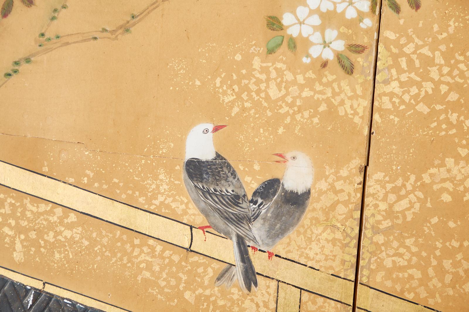 Japanese Two-Panel Showa Screen Birds under Cherry Tree 4