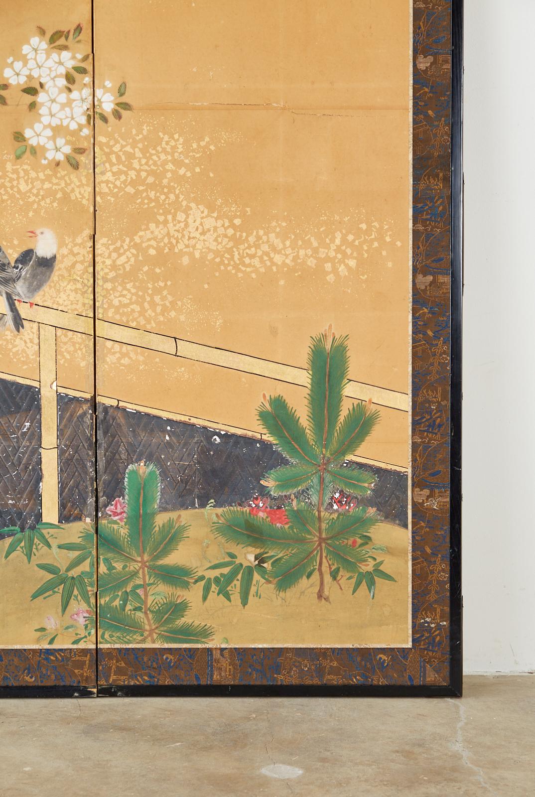 Japanese Two-Panel Showa Screen Birds under Cherry Tree 2