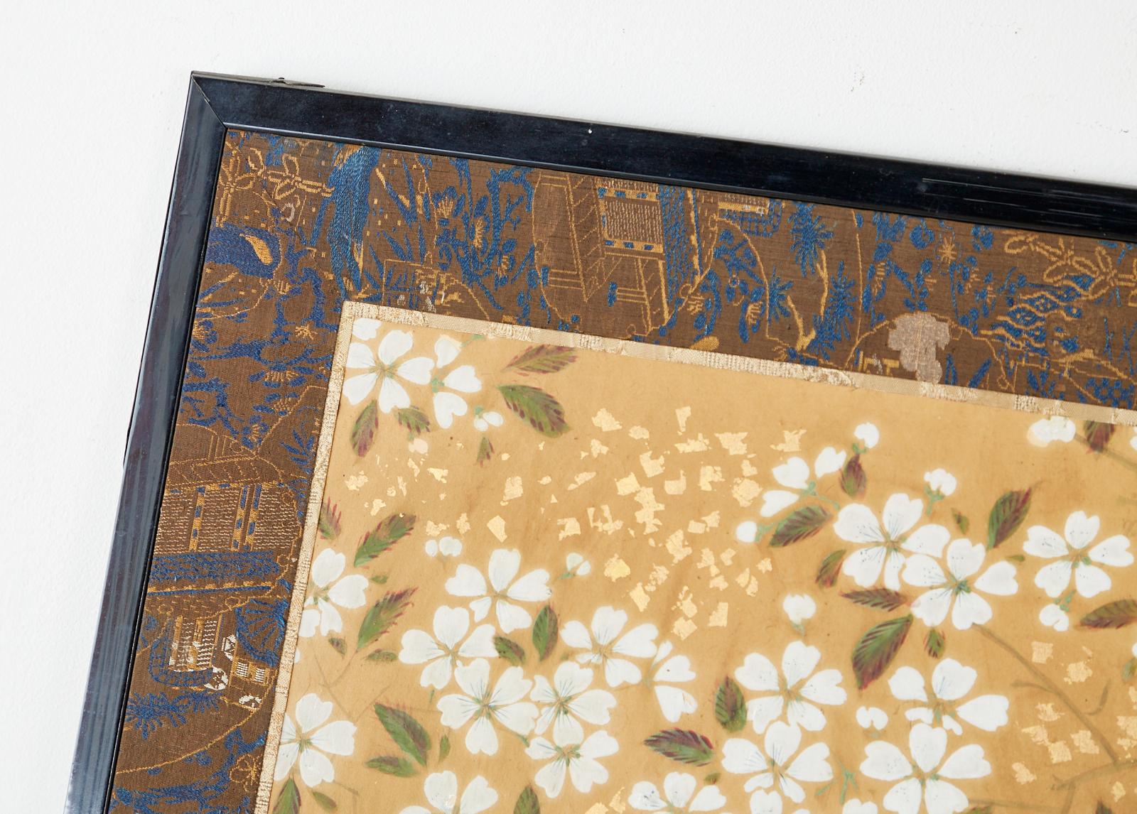 Japanese Two-Panel Showa Screen Birds under Cherry Tree 3