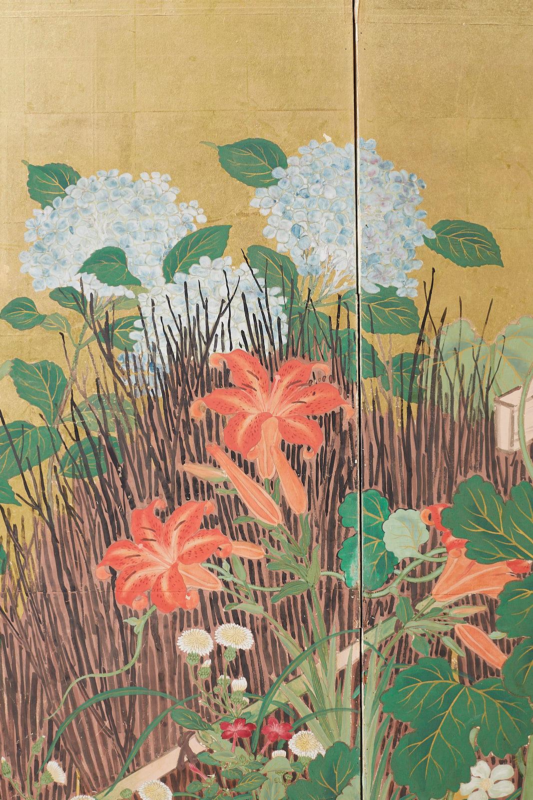 Japanese Two-Panel Showa Screen of Two Roosters 4