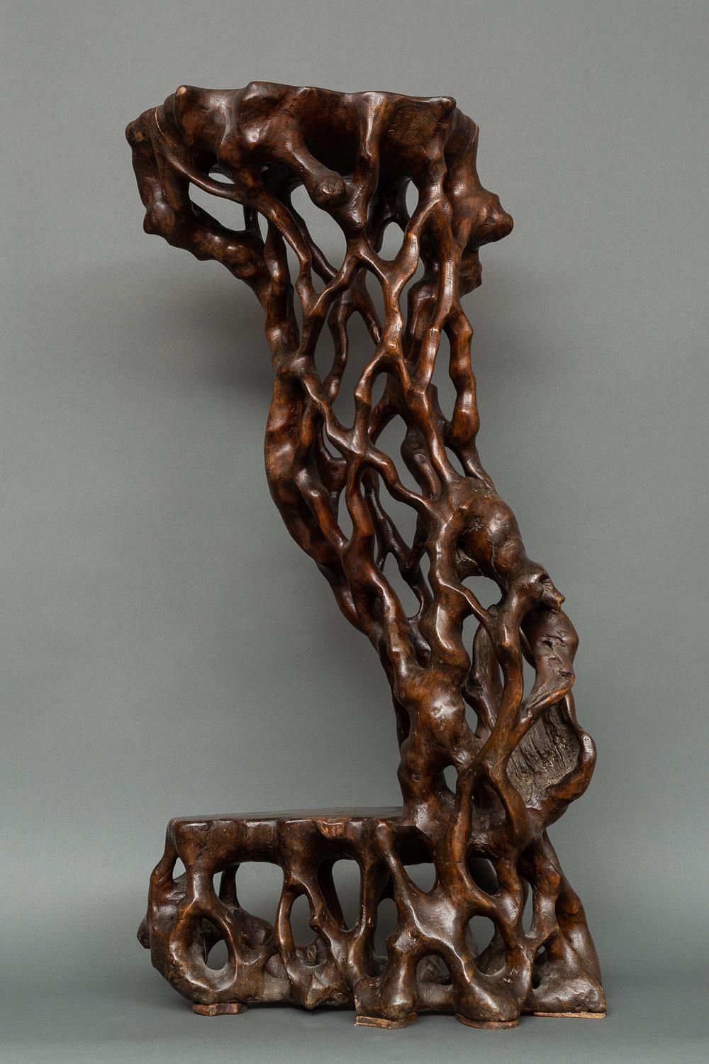 Japanese two-tier root stand. Traditionally used for displaying flower arrangements.
