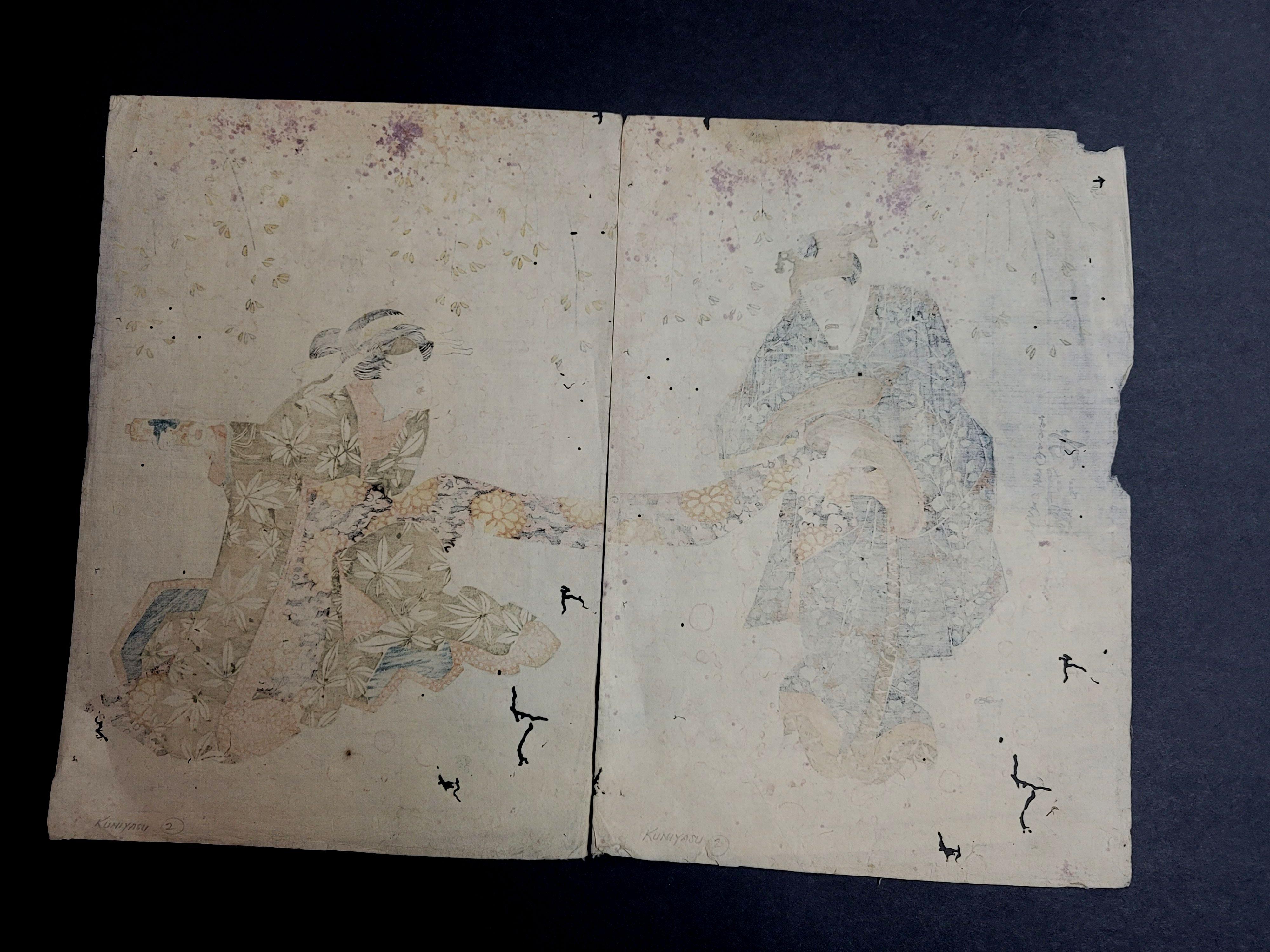 Paper Japanese Ukiyo-e Woodblock 'set of 5' by Utagawa Kuniyasu 歌川 国安 , 1794–1832 For Sale
