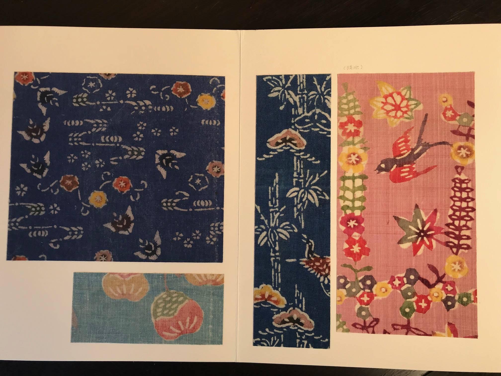 Silk Japanese Unique Antique Album of 19th Century Fabric Samples, 28 Pages