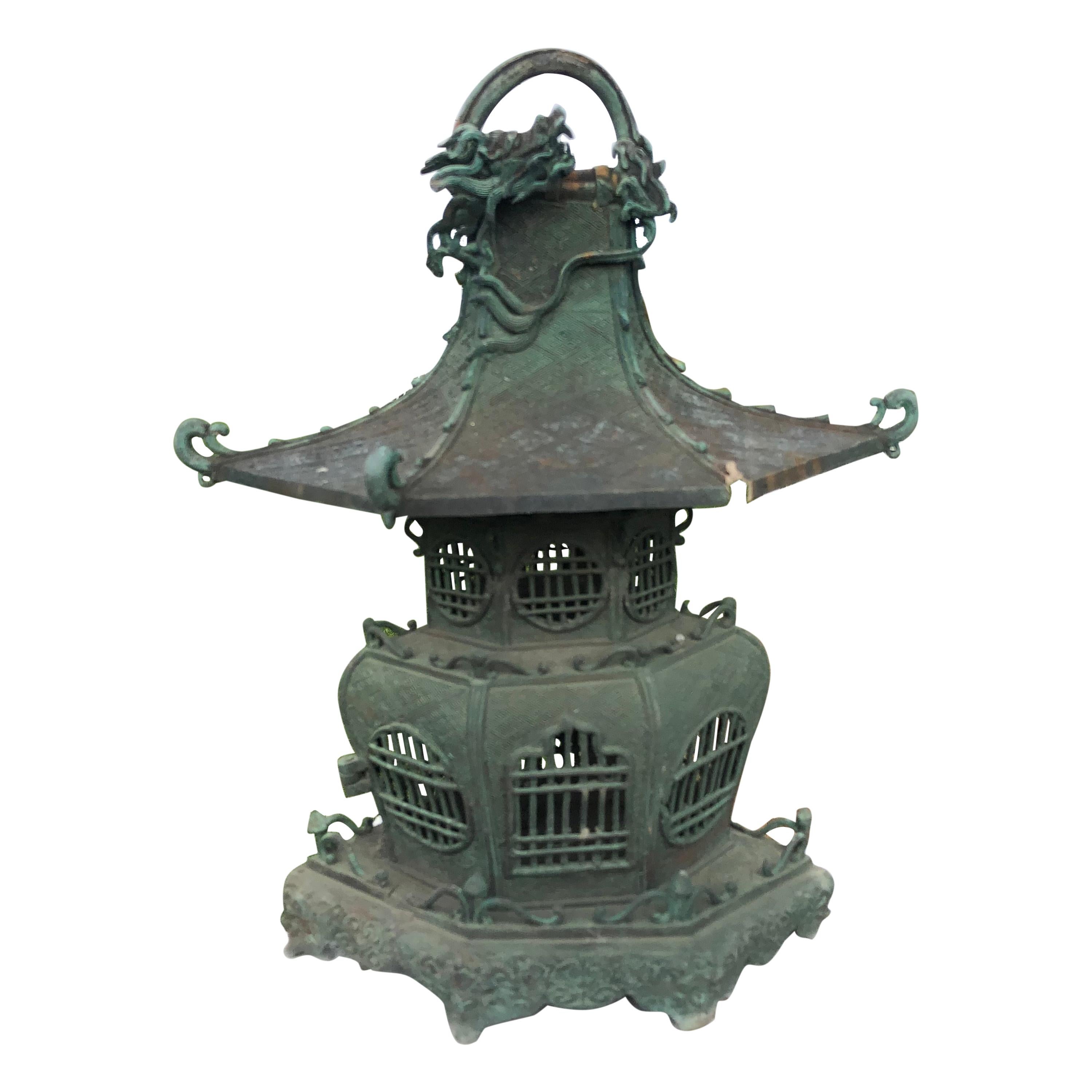 Japanese Unique Hand Cast Bronze "Dragon" Lantern