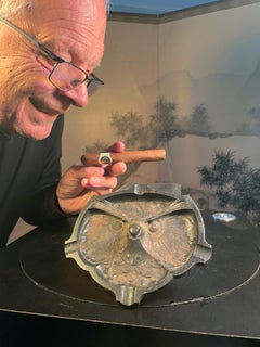 Japanese Unique Old Owl Face Cigar Stogie Tray