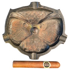 Japanese Unique Old Owl Face Cigar Stogie Tray